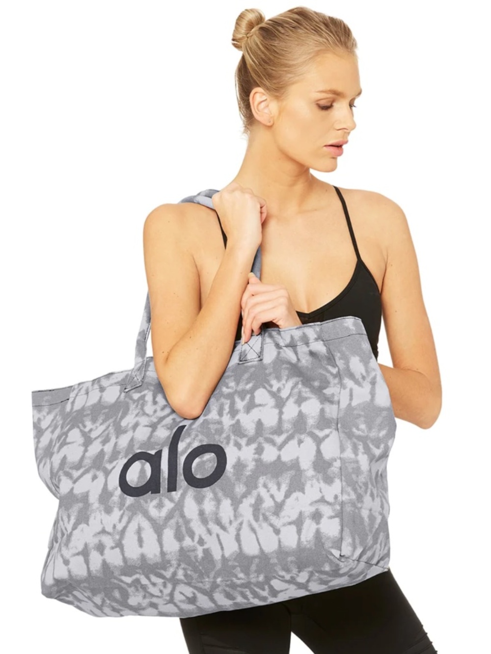 NWOT ALO Yoga Gray and White Tie-Dye Tote Bag